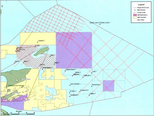 Map showing seismic grid for PGS 2009 2D Survey