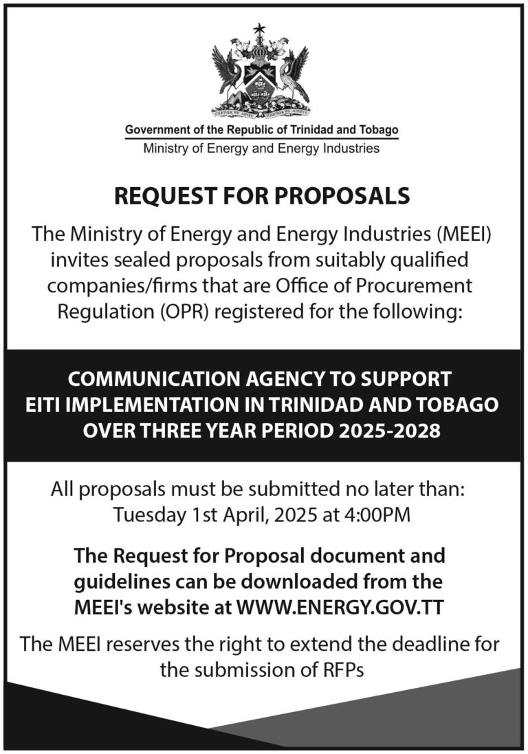Ministry of Energy and Energy Industries | REQUEST FOR PROPOSALS 2025